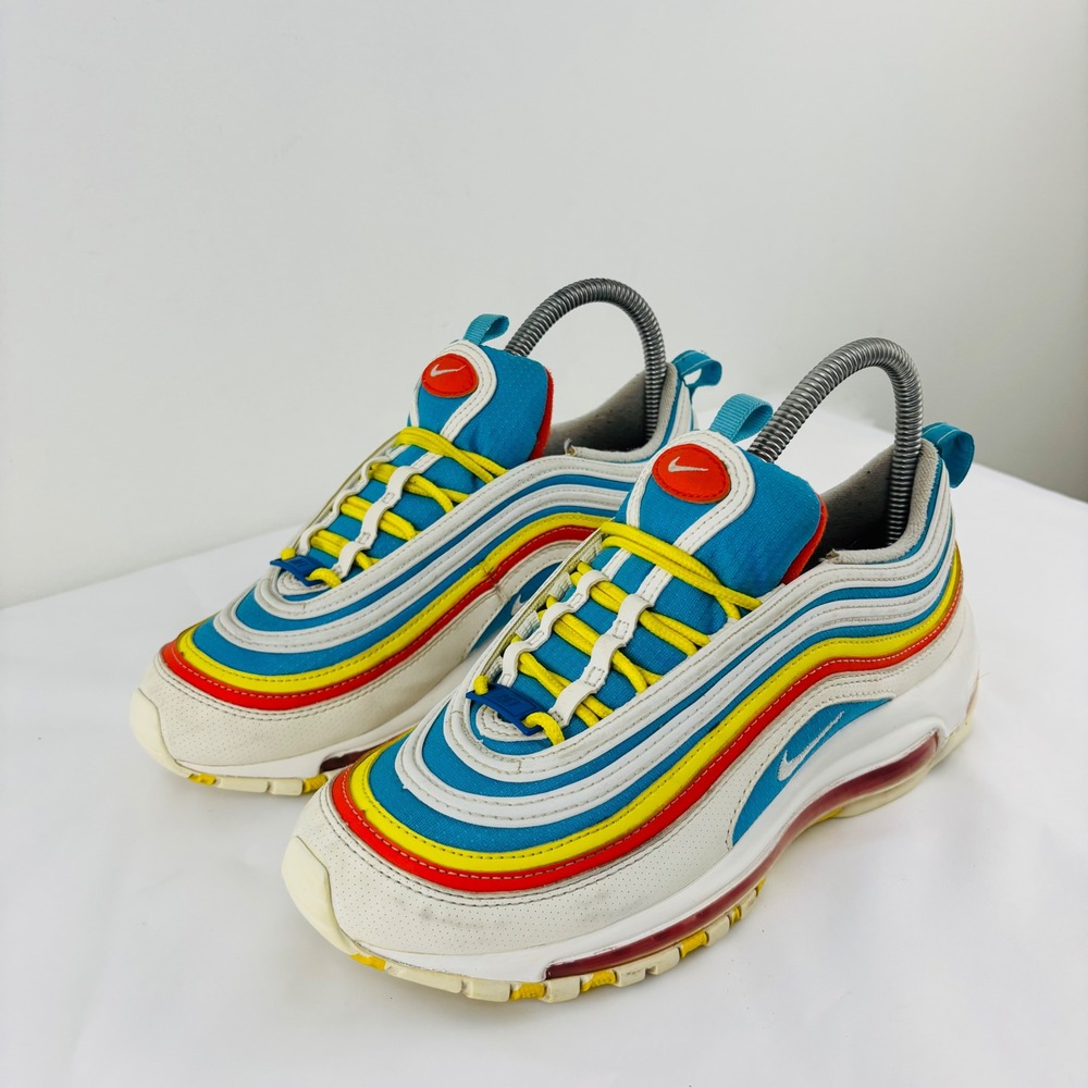 Nike Air Max 97 Summer Pack White Blue Yellow‎ CK0052 400 Boys Size 5Y